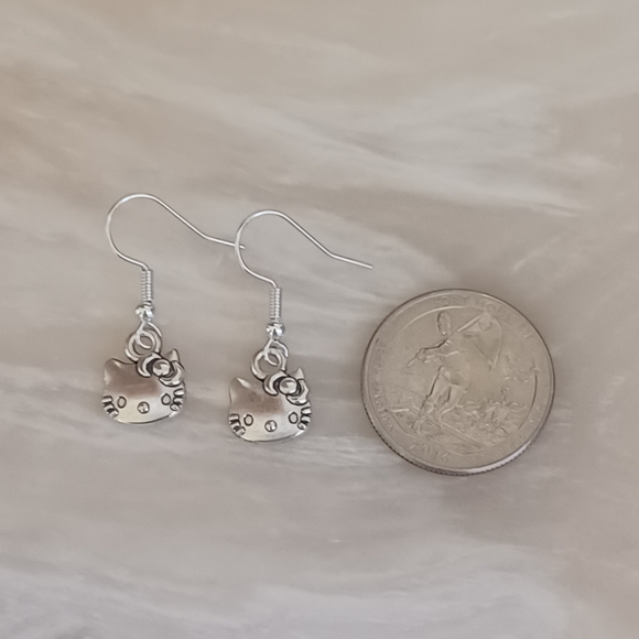 Dainty Silver Sanrio Hello Kitty Handmade Earrings - Picture 3 of 3